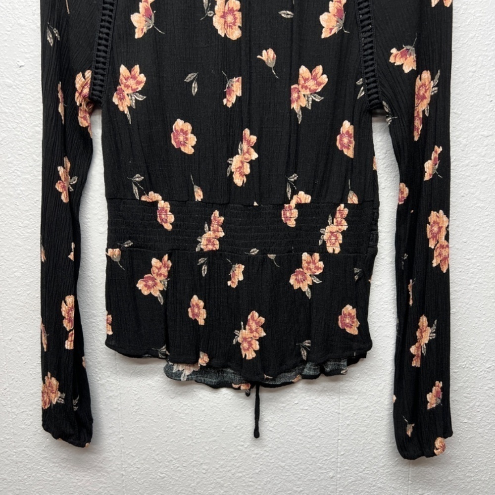 American Rag Floral Puff Sleeve Womens Top Medium Cottagecore Bohemian Fairygoth - Picture 8 of 10